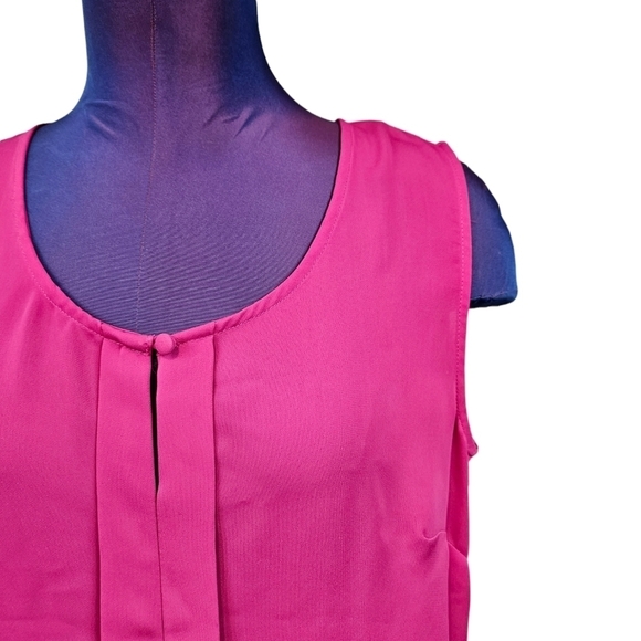 Laundry by Shelli Segal Hot Pink Sleeveless Chiffon Blouse Size‎ Medium Women - Picture 2 of 7